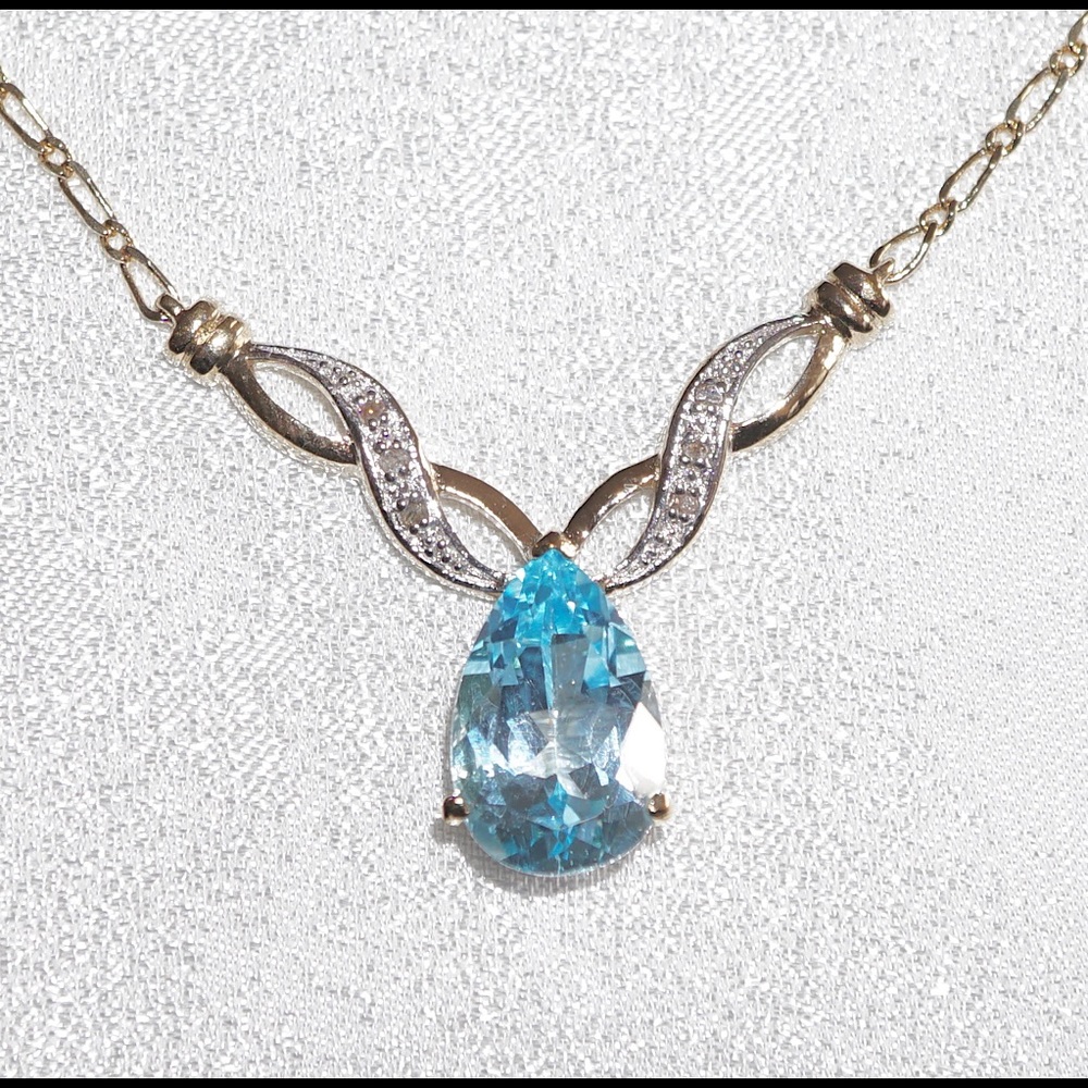 6.89 CT Blue Topaz & Diamond Designer Necklace